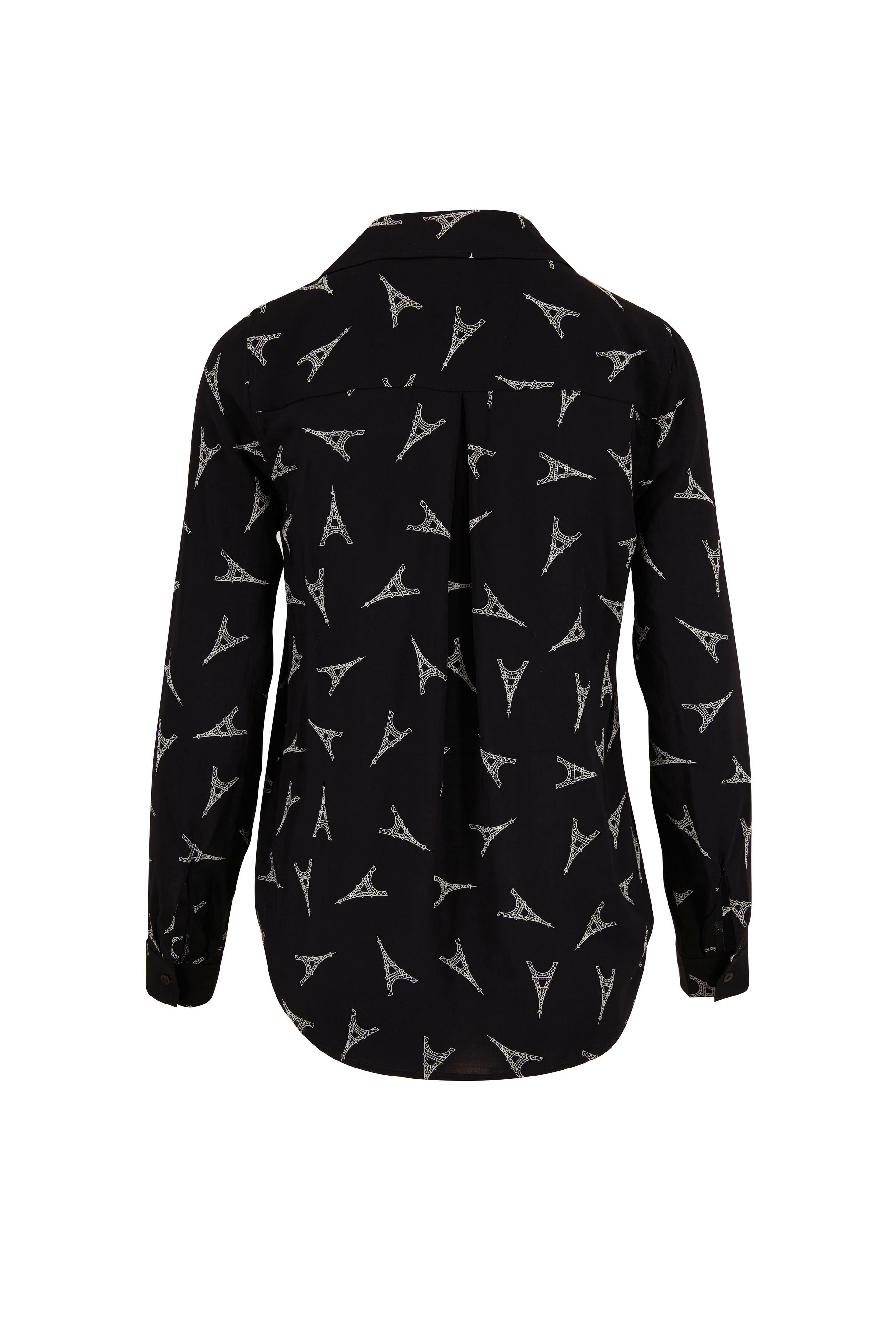 L'Agence - Holly Black Eiffel Tower Print Button Down Blouse