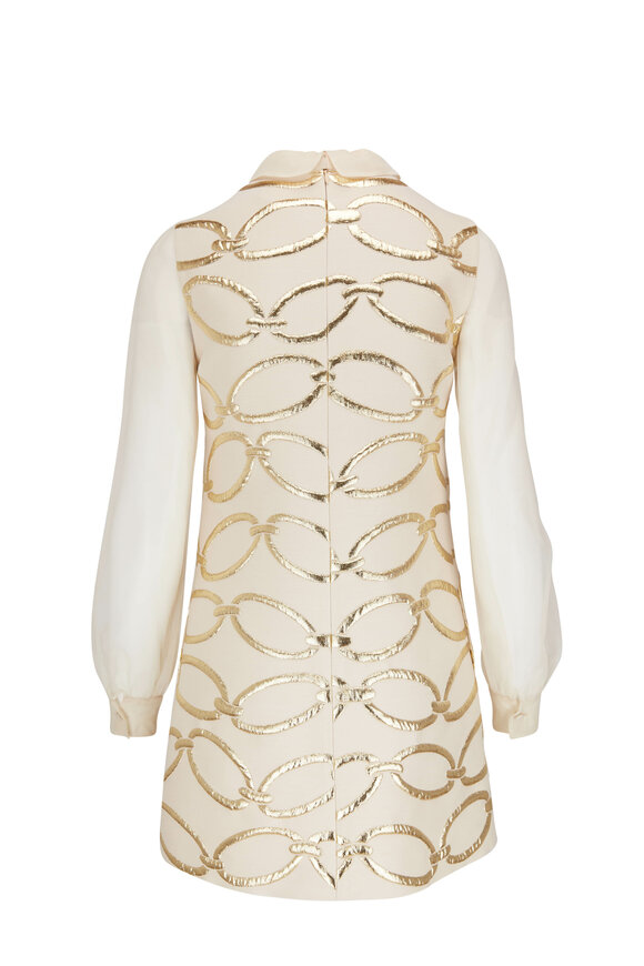 Valentino - Chain 1967 Cream White & Gold Chain Mini Dress