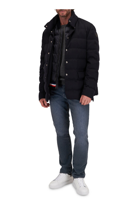 Moncler - Bess Navy Blue Gabardine Down Jacket