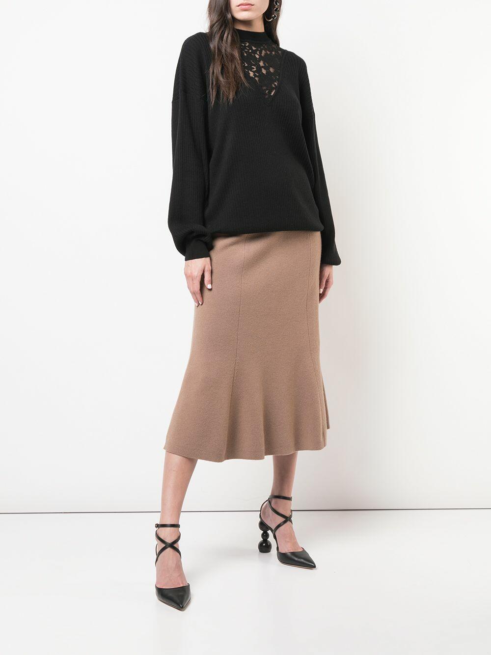 See by Chloé - Black Illusion Lace Wool & Cotton Sweater