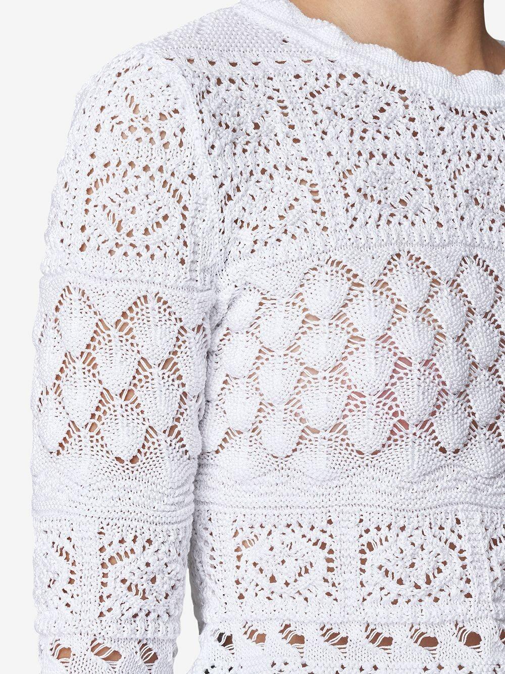 Carolina Herrera - White Cotton Macramé Sweater