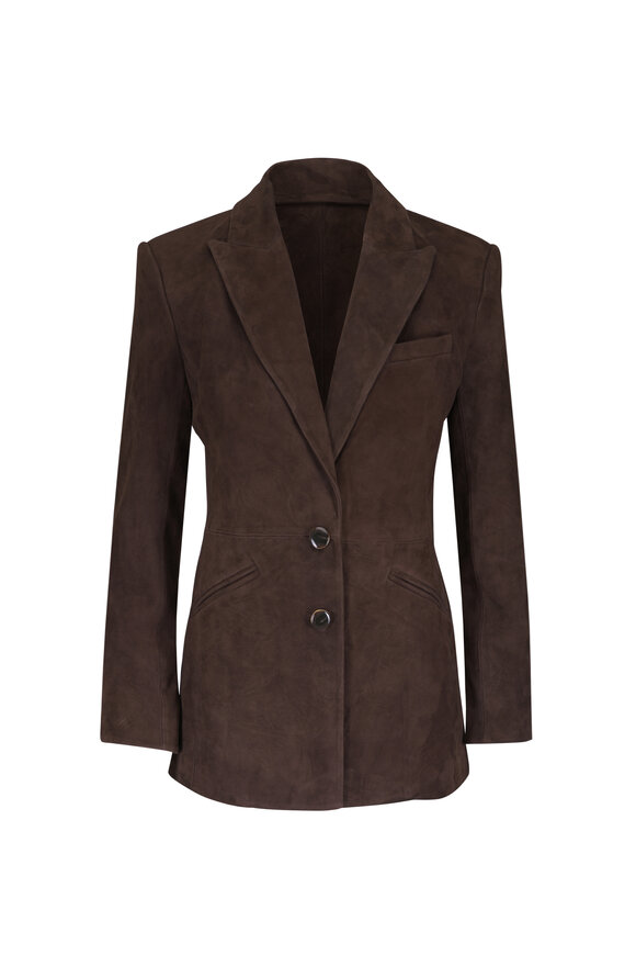 Veronica Beard Maci Espresso Suede Dickey Jacket - view 1