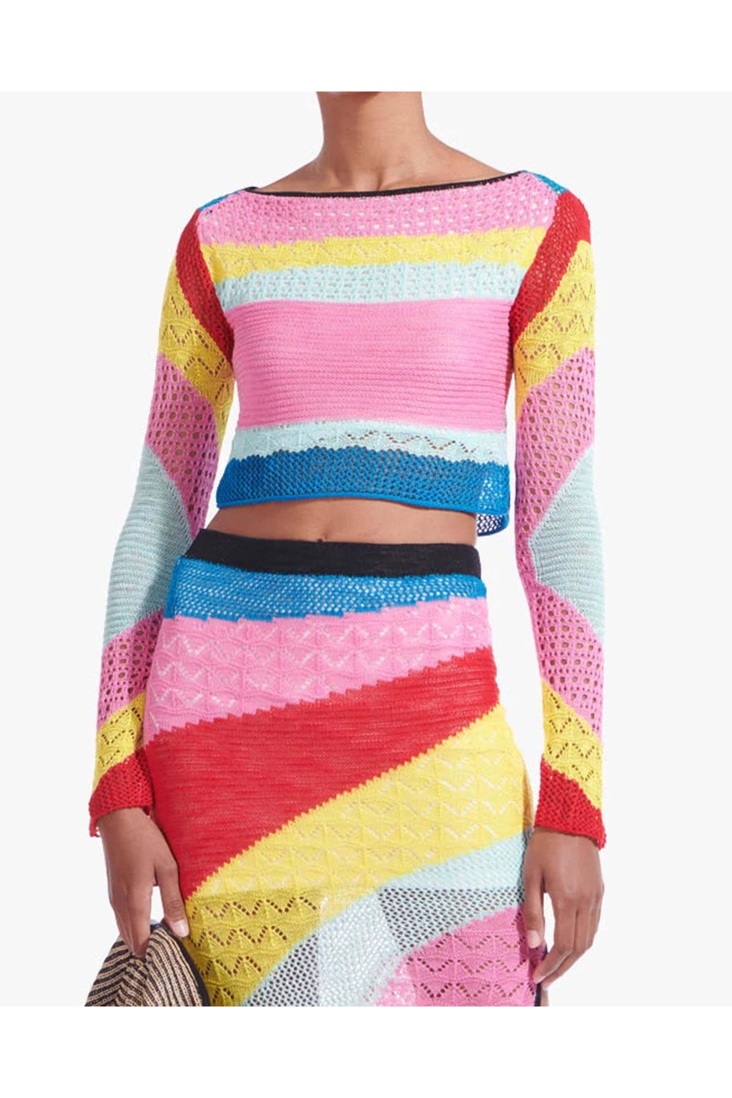 Staud - Rainbow Stripe Crochet Lumison Top