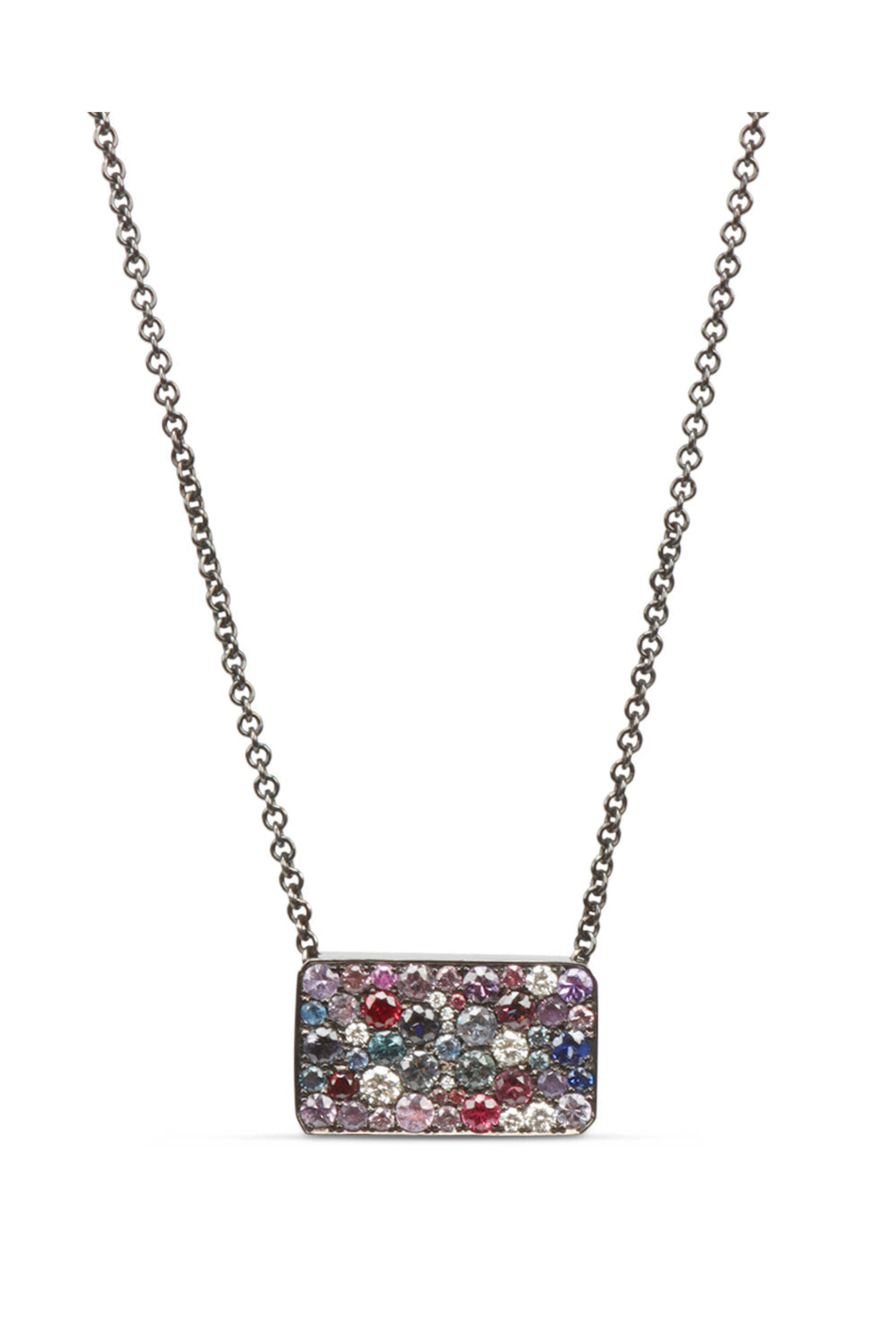 Jared Lehr - Multicolor Spinel and Diamond Bar Pendant Necklace