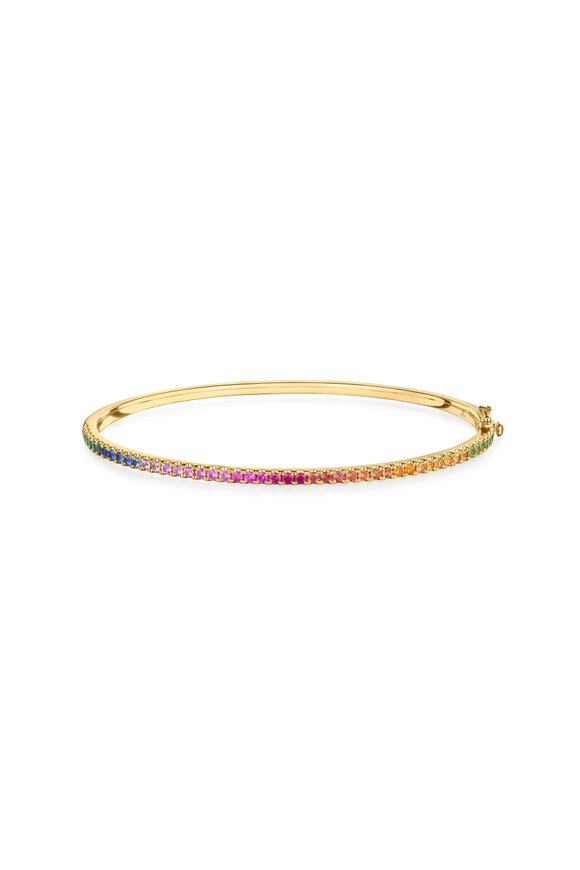 Kwiat 18k Yellow Gold Rainbow Sapphire Slim Bangle