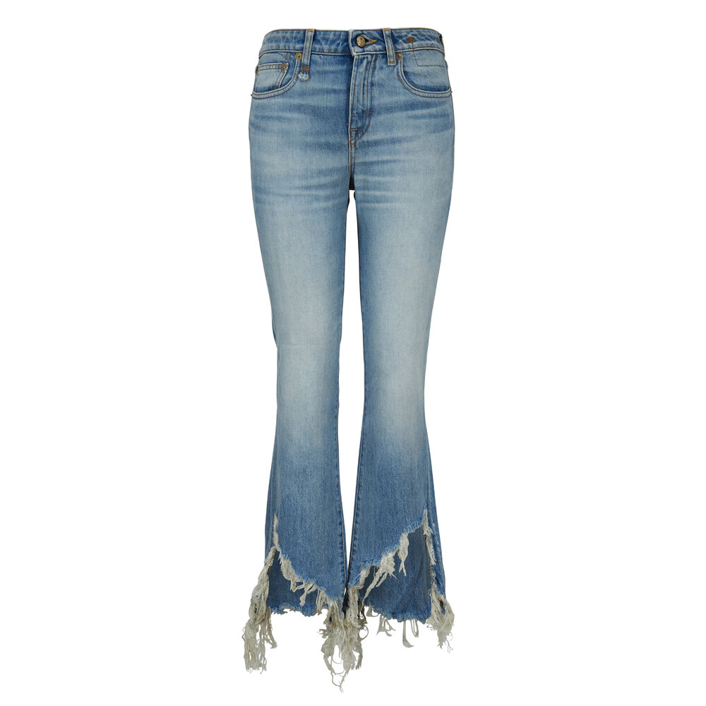 R13 - Kick Fit Mason Blue Torn Hem Jean | Mitchell Stores