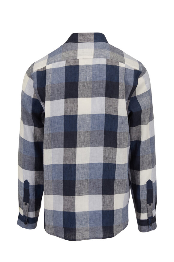 Vince - Madrid Coastal Blue & Off White Plaid Shirt