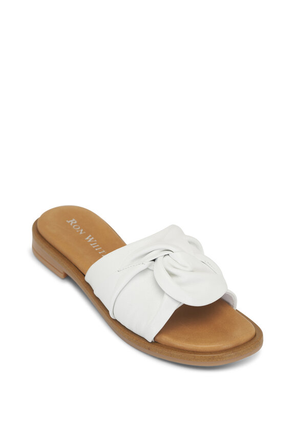 Ron White Veronica White Leather Slide Sandal