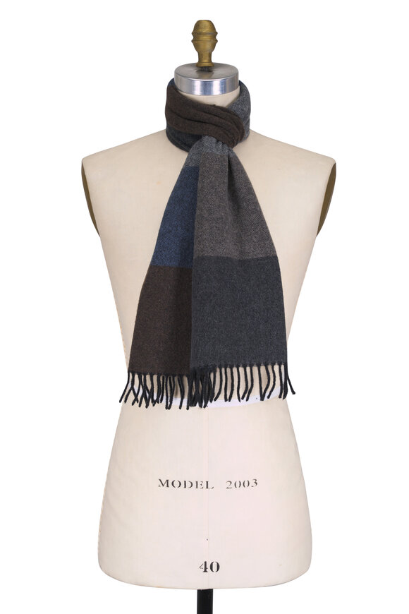 Chelsey Imports Light Gray Colorblock Cashmere Scarf - view 1