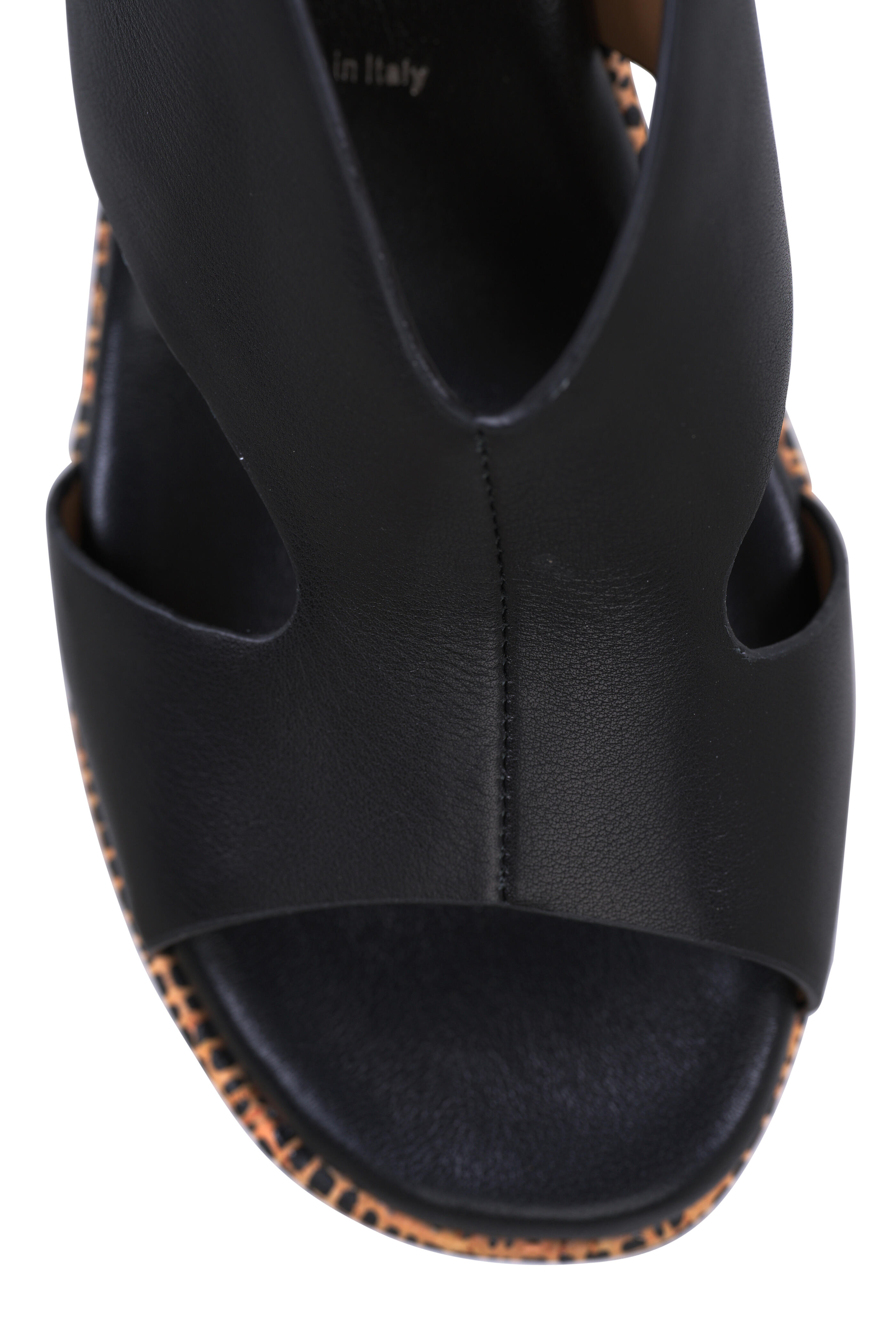 Ron White - Dacota Onyx Leather Wedge Sandal, 80mm