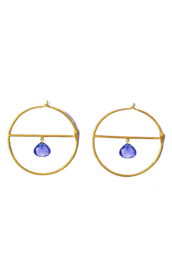 Marie-Hélène De Taillac Tanzanite Drop Hoop Earrings - view 1