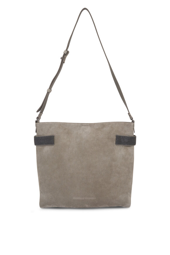 Brunello Cucinelli Medium Suede Safari Essence Bucket Bag