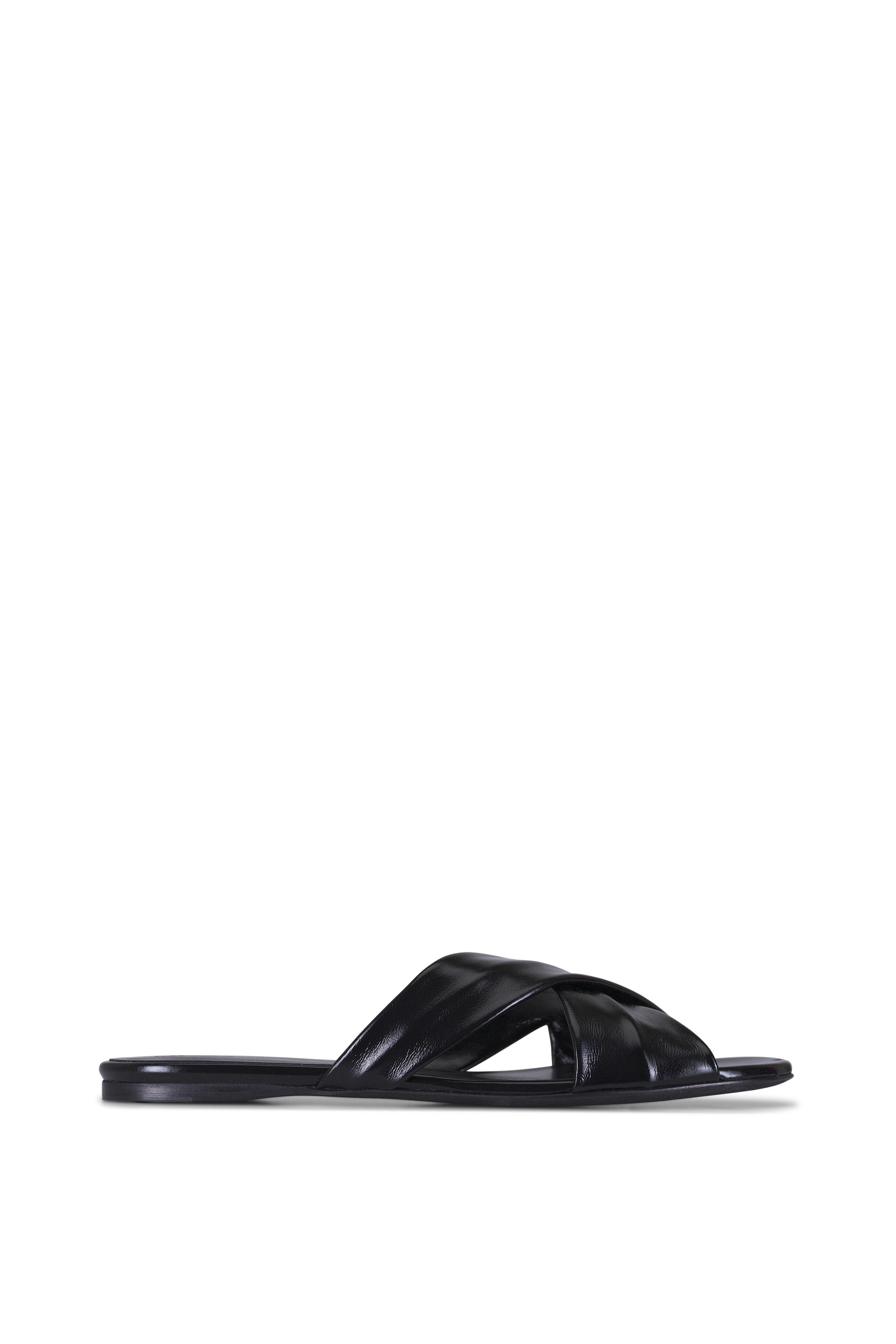 Khaite - Liria Black Leather Flat Sandal
