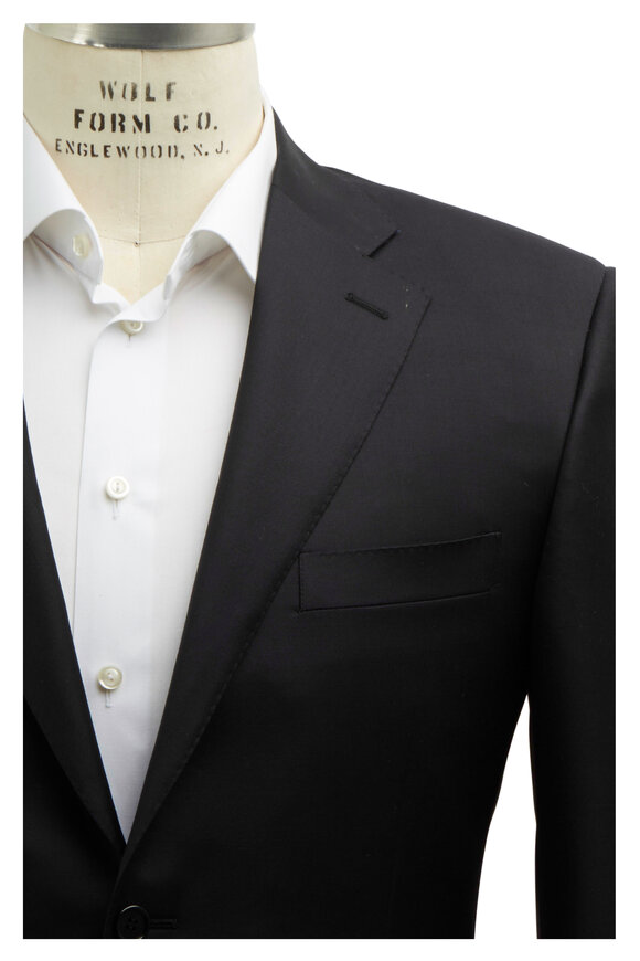 Canali - Black Worsted Wool Suit