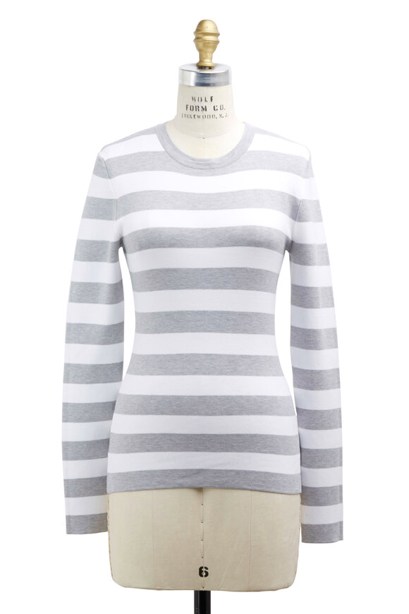 Michael Kors Collection - Heather Grey & White Cotton Stripe Shirt