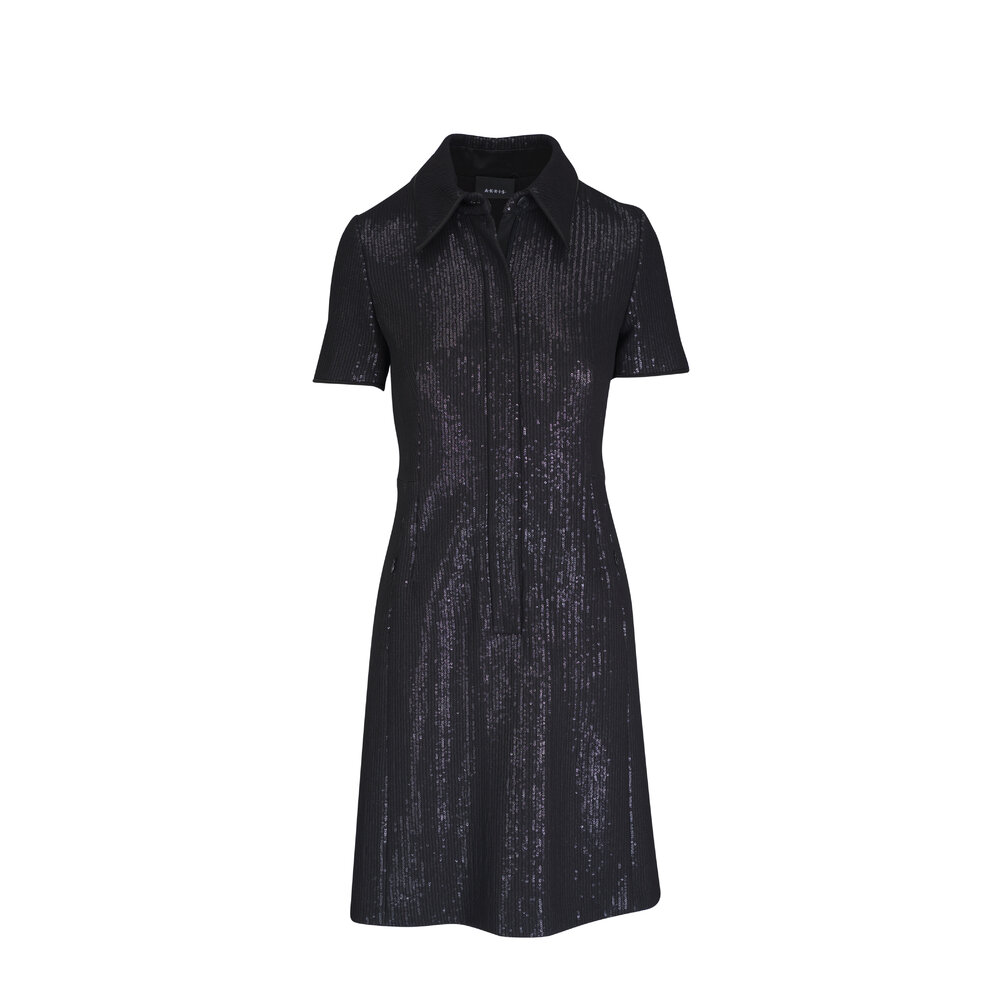 Akris - Black Sequin Shirtdress | Mitchell Stores
