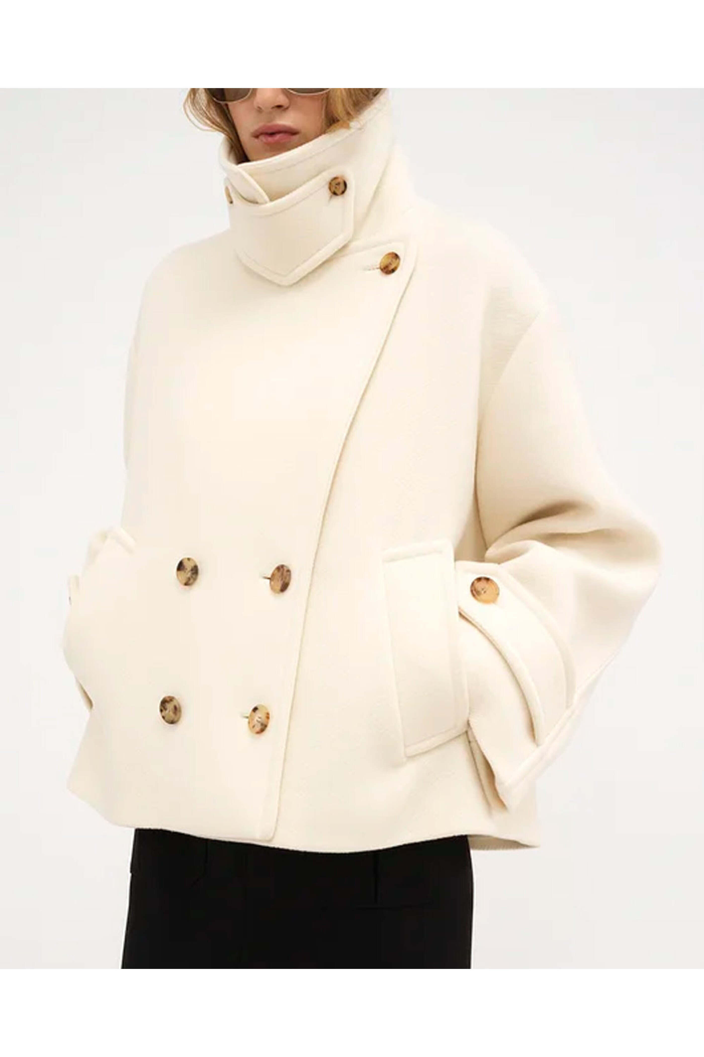 Chloé - Eden White Double Breasted Peacoat