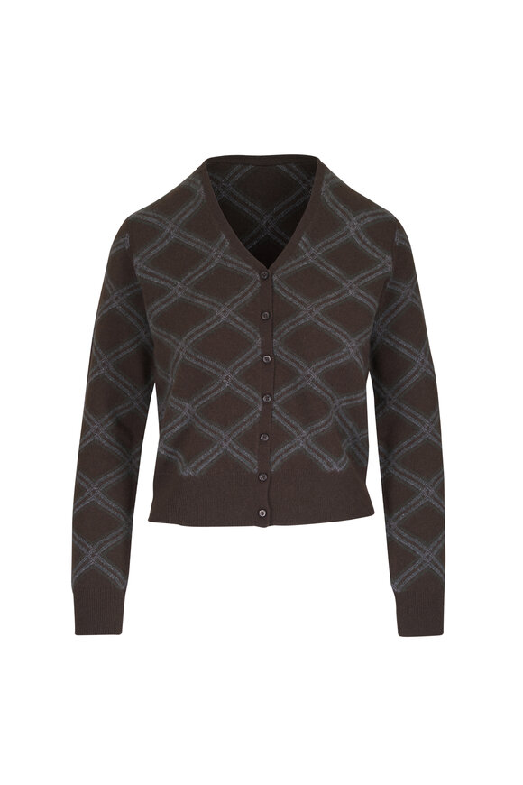Vince Wood Diamond Plaid Cashmere Cardigan - view 1