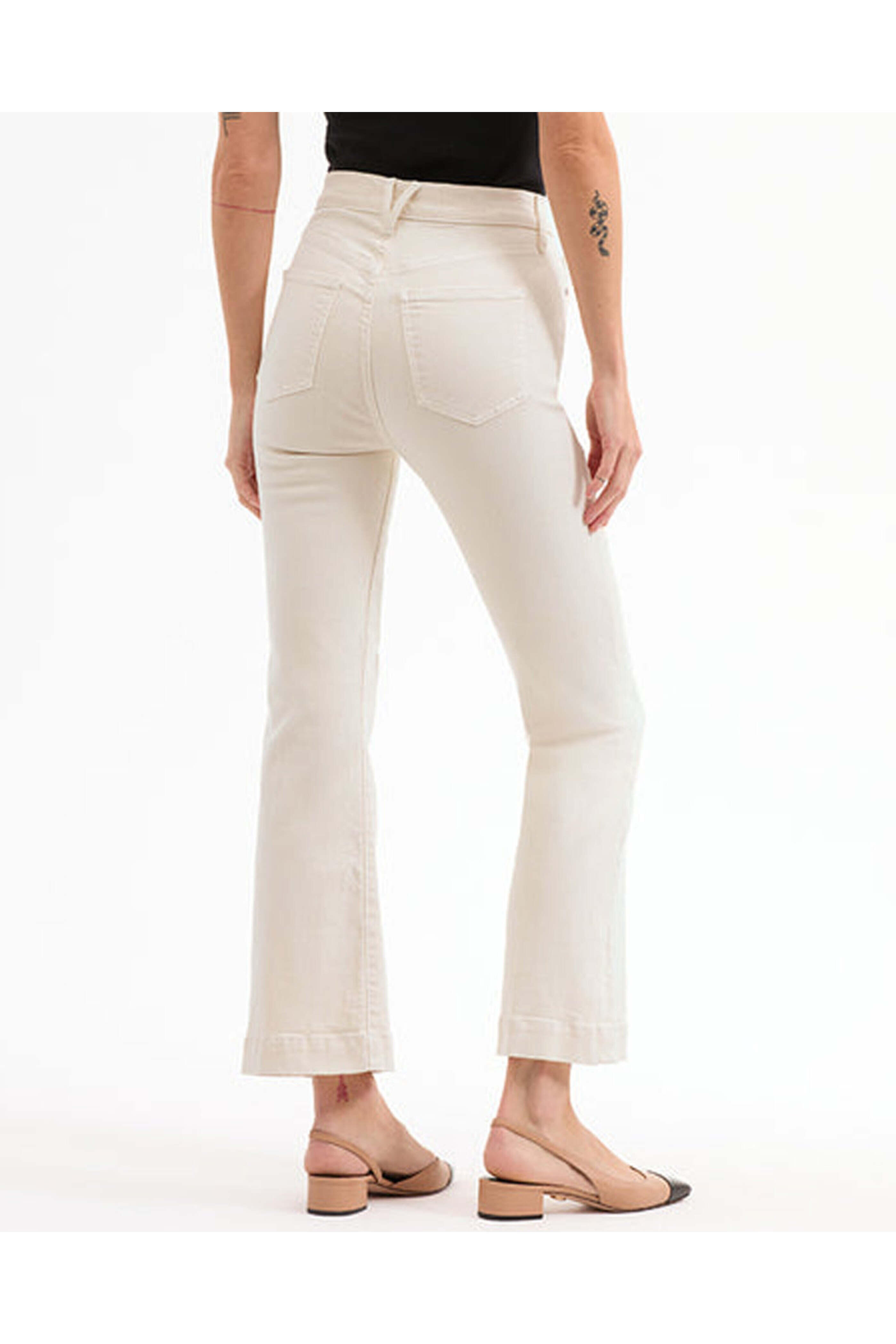 Veronica Beard - Carson Ecru High Rise Ankle Flare Jean