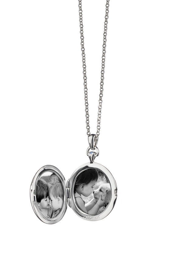 Monica Rich Kosann - Silver Sapphire Burst Locket Necklace