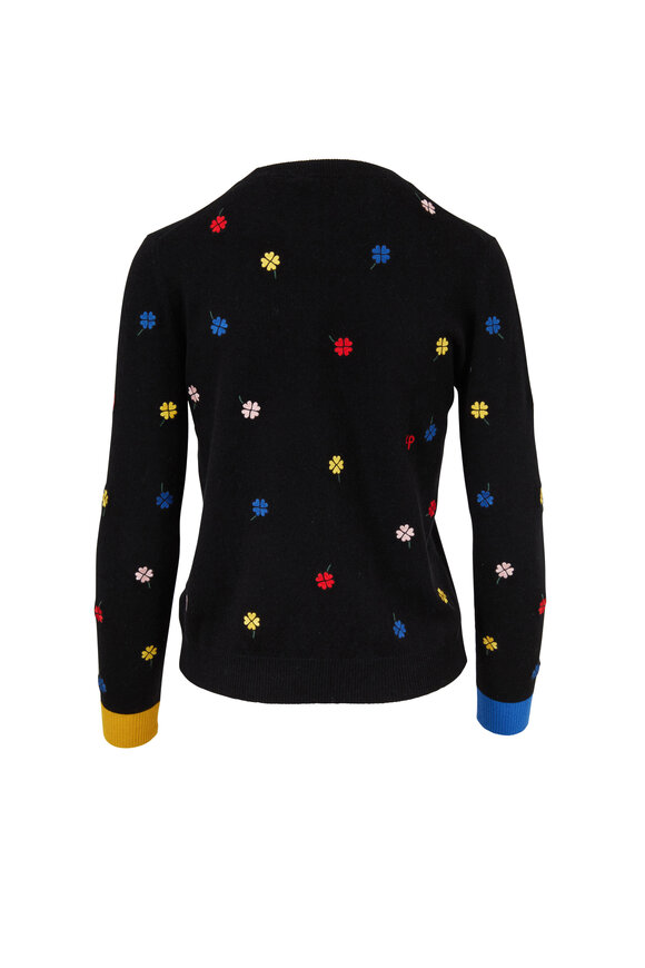 Chinti & Parker - Black Embroidered Magic Clover Sweater