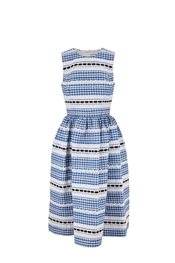 Carolina Herrera - Frida Blue Multi Sleeveless A-Line Dress