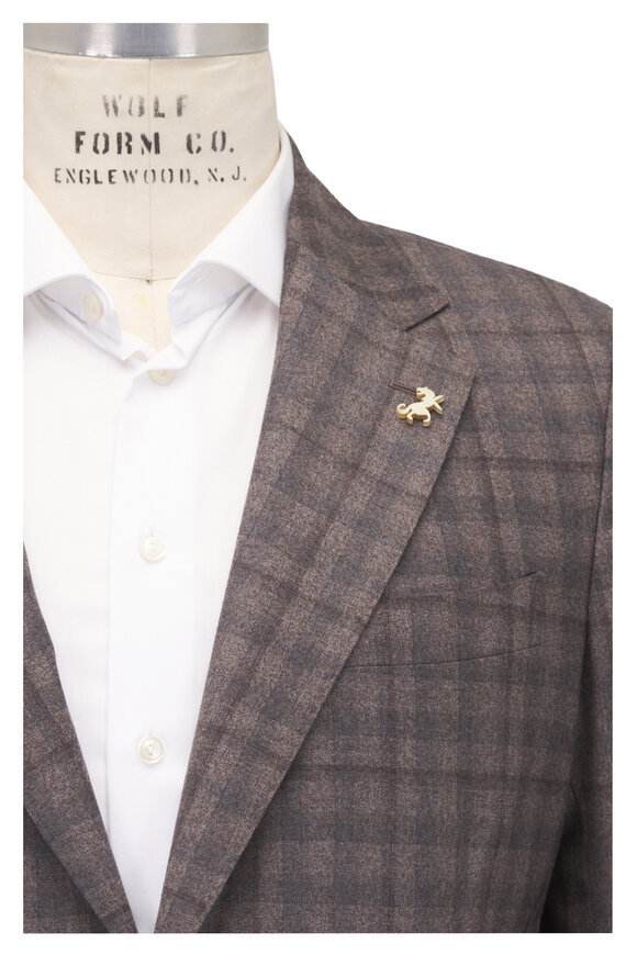 Tombolini Giacca Zero Gravity Brown Plaid Wool Sportcoat - view 4