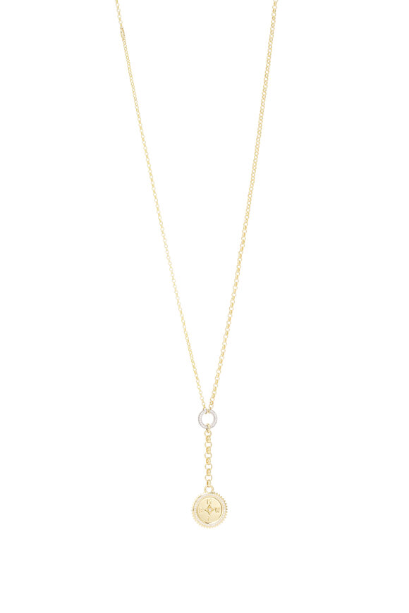 Foundrae 18k Yellow Gold Pave Diamond Compass Necklace