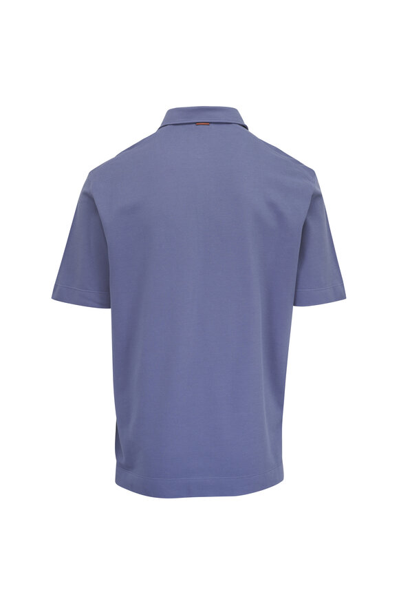 Zegna Periwinkle Cotton Pique Polo - view 2