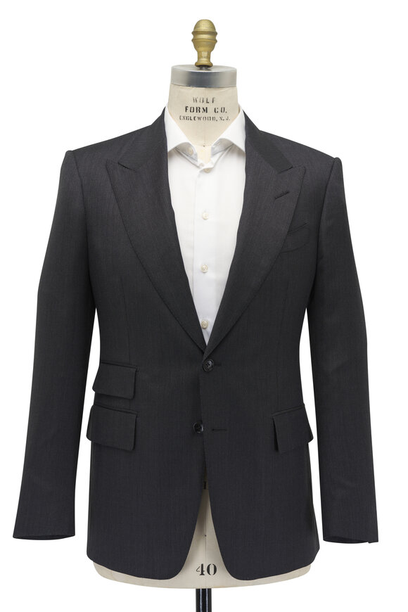 Tom Ford - Shelton Dark Gray Micro Weave Wool Suit