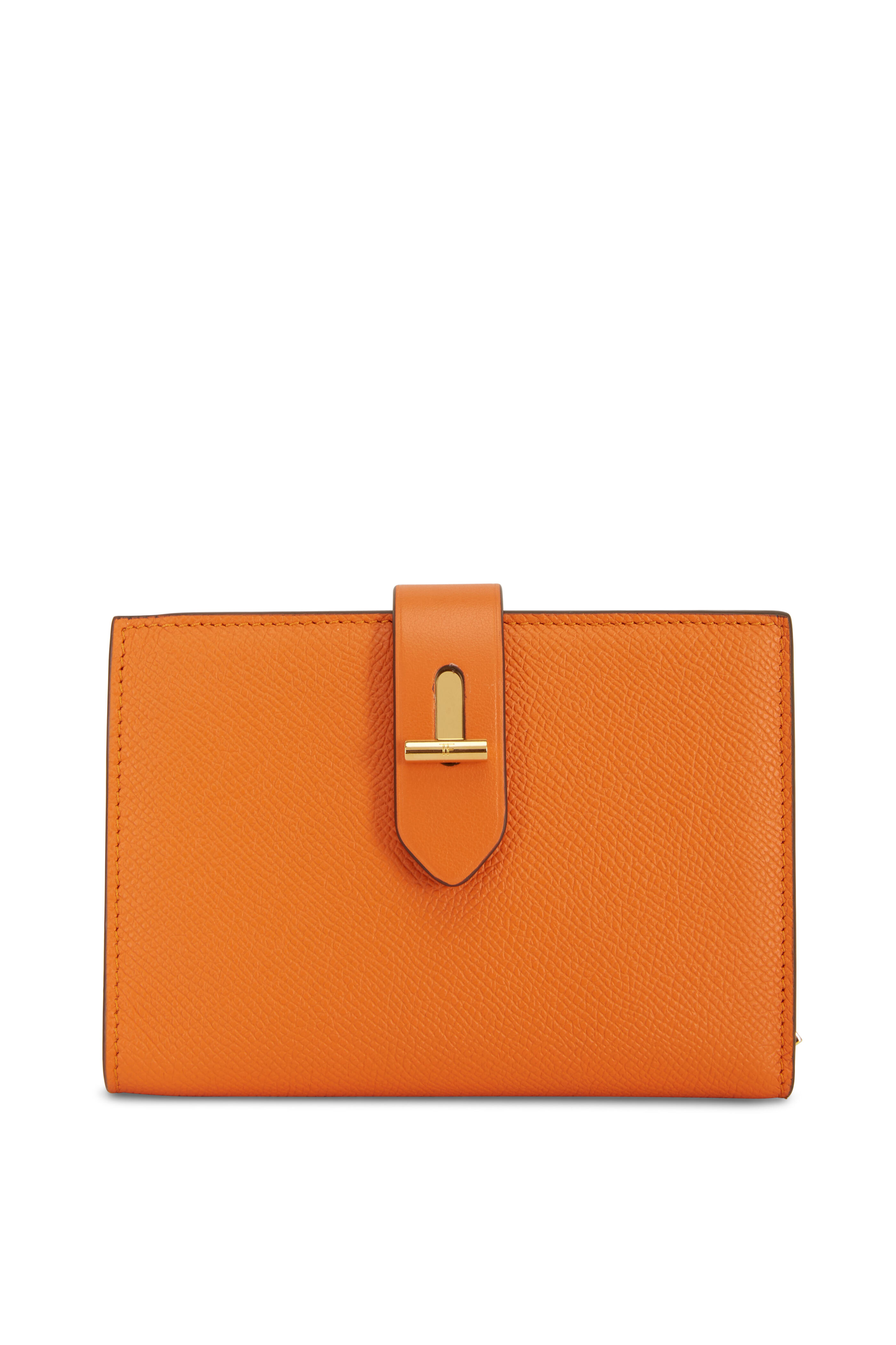 Tom Ford - Tara Orange Grained Leather Fold-Over Wallet