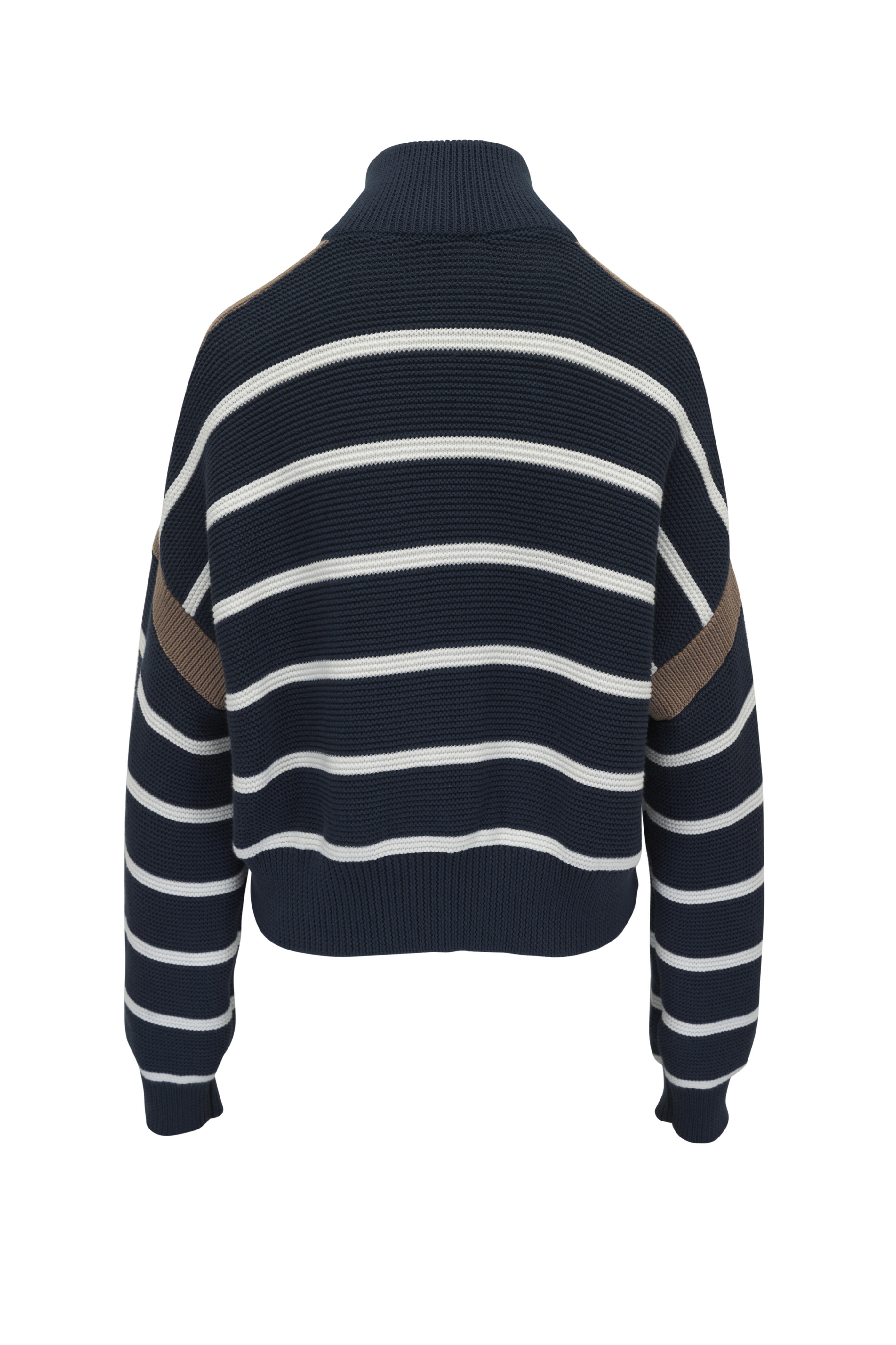 Brunello Cucinelli - Blu Freddo, Panama & Nutshell Stripe Cardigan