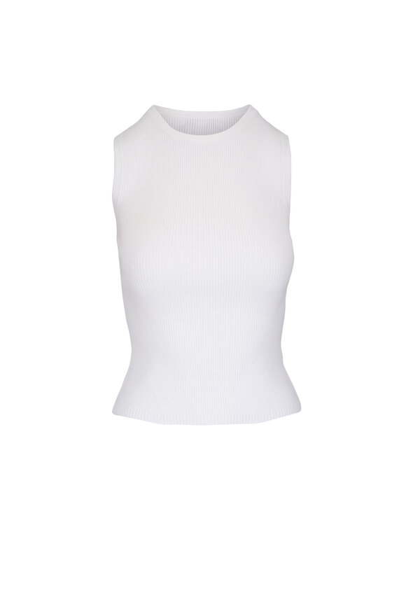 Veronica Beard Sid Off-White Ribbed Tank