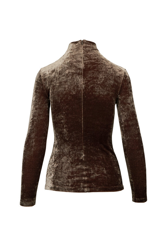 Ralph Lauren Ilene Velour Chocolate Turtleneck Top - view 2