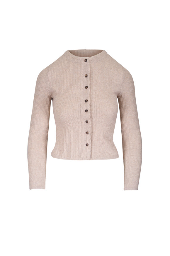 Veronica Beard Lira Oatmeal Pointelle Cardigan - view 1