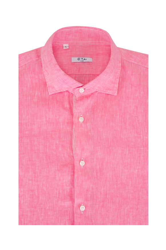 Tiki Red Linen Sport Shirt