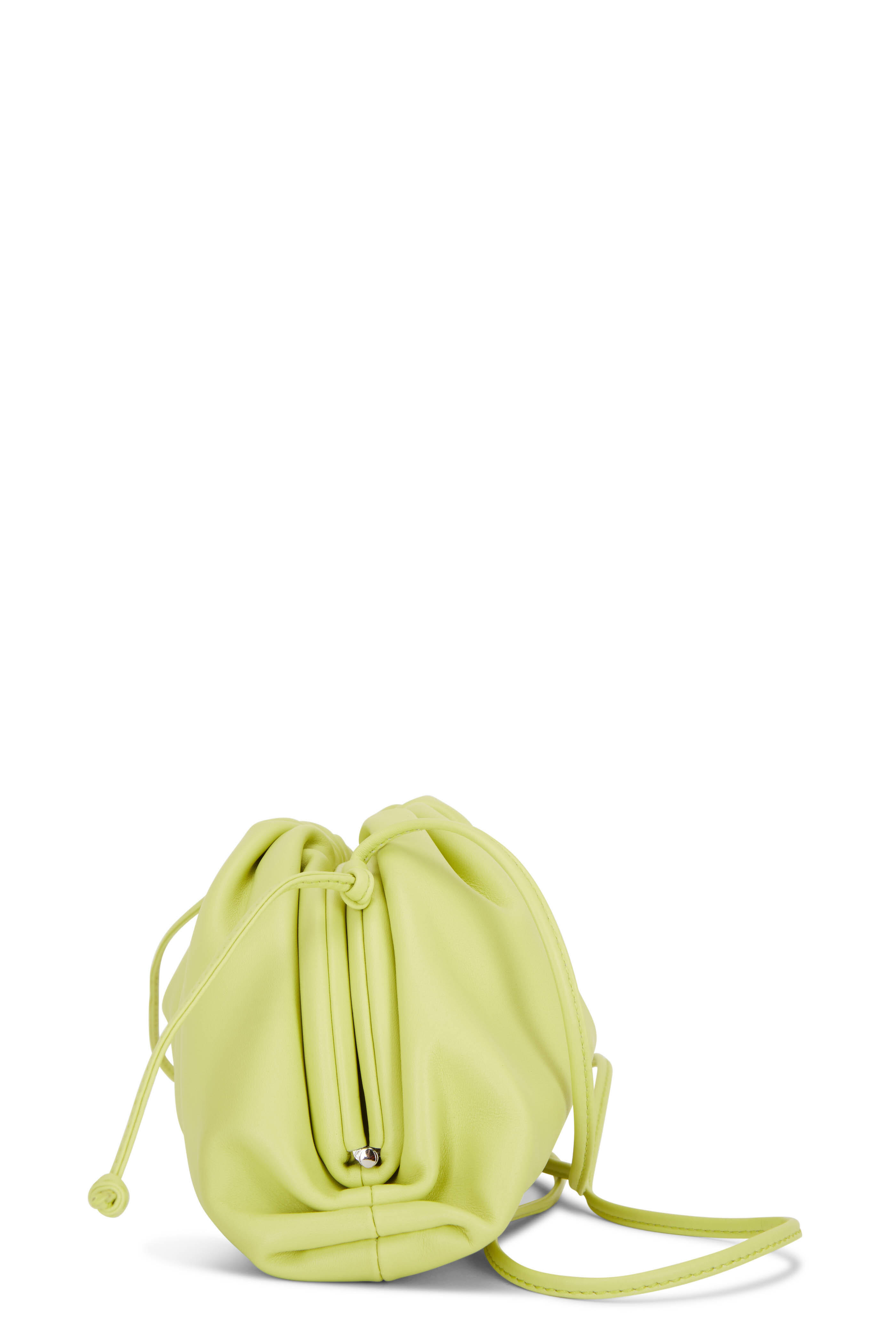 Bottega Veneta Mini Pouch Seagrass Green Leather Clutch Bag with Shoulder  Strap
