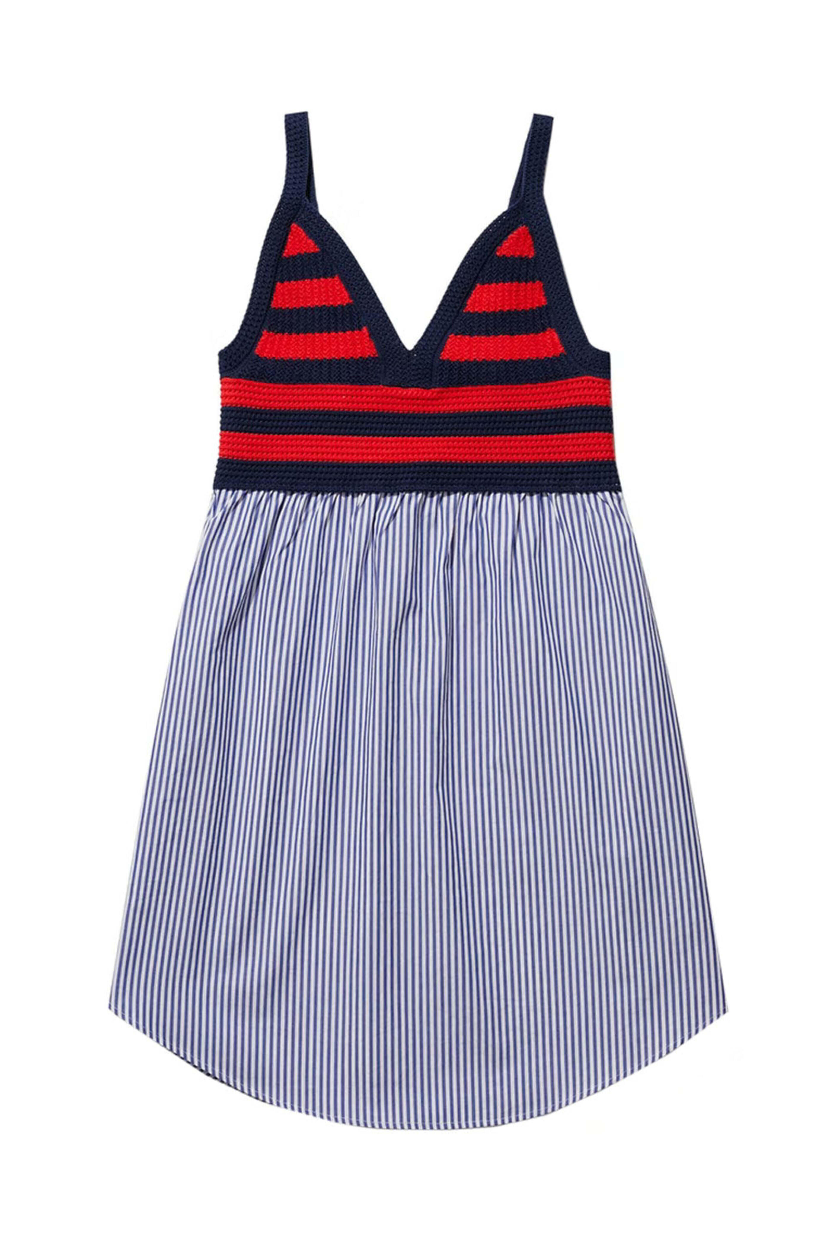 Kule - The Esmee Dress in Crochet Navy and Poppy