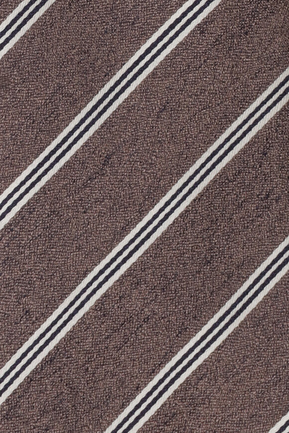 Geoff Nicholson Brown Stripe Silk Necktie - view 2
