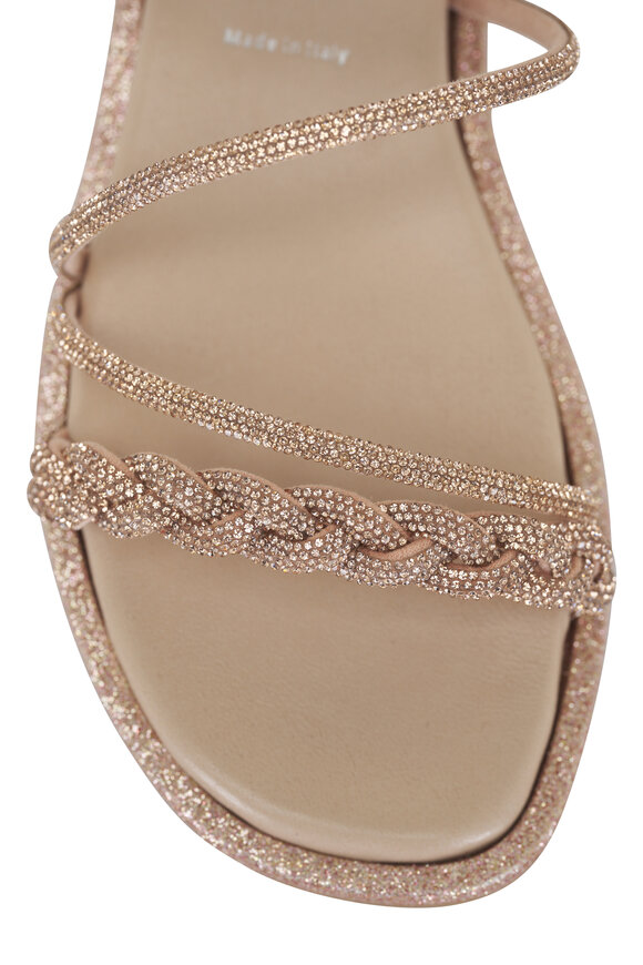 Ron White - Vivianna Rose Gold Sparkle Leather Flat Sandal