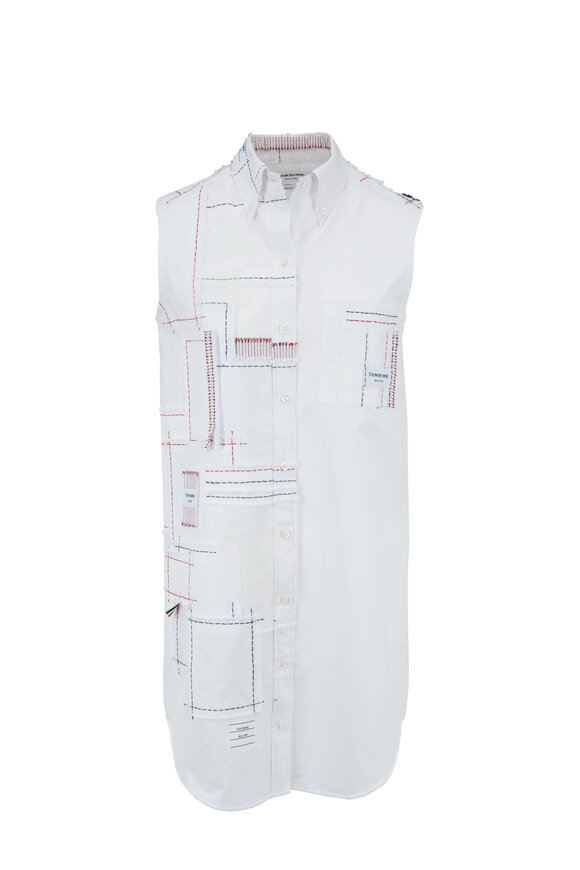 Thom Browne - White Poplin Patchwork Sleeveless Dress 