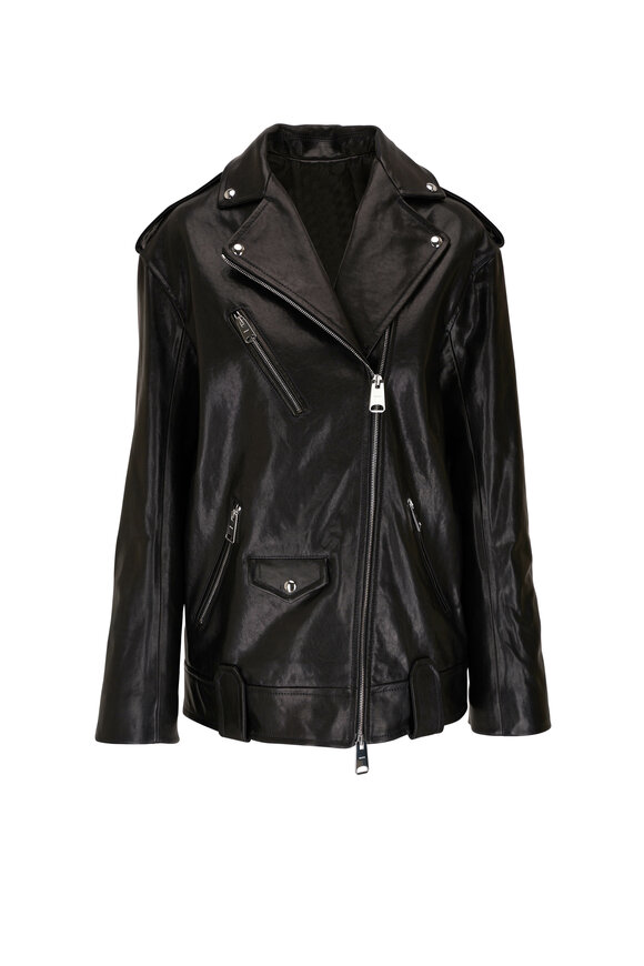 Khaite - Hanson Black Leather Oversized Moto Jacket