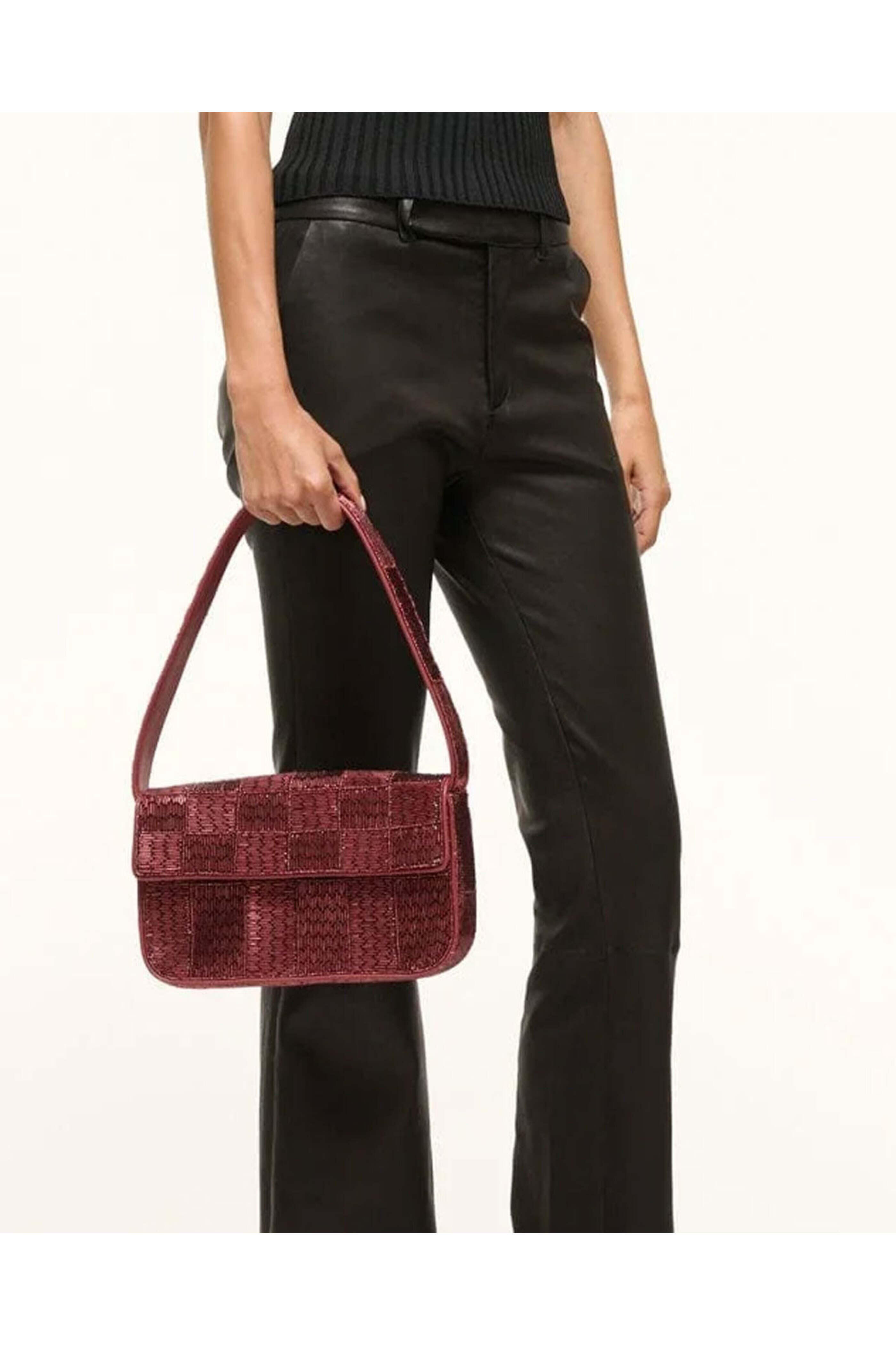 【関税込み】 Beaded Shoulder Bag - Staud - Synthetic - STAUD Tommy Beaded Shoulder Bag | Black | FARFETCH