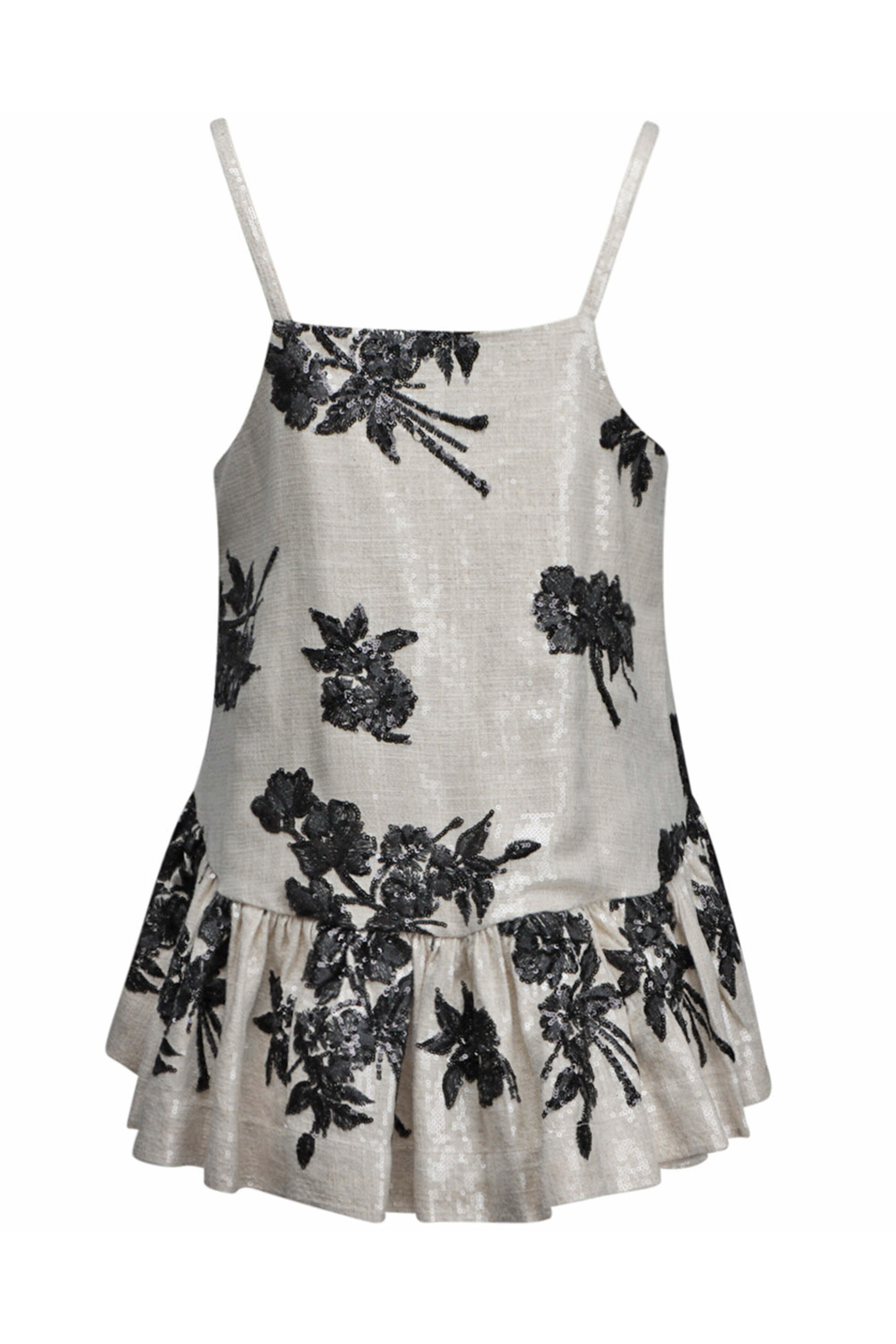 Marques ' Almeida - Beige Sequin Embellished Peplum Tank