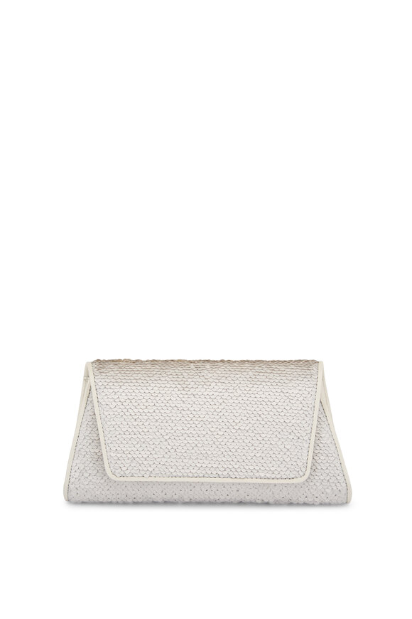 Akris Mini Anouk White & Silver Paillette Clutch