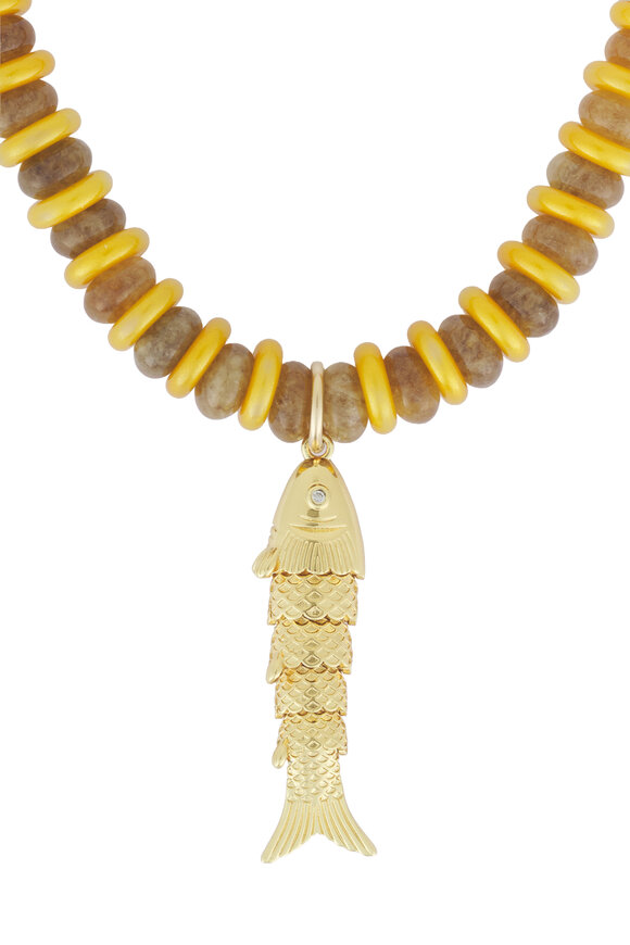 Cristina V. Camel Agate Glass Koi Fish Necklace - view 2