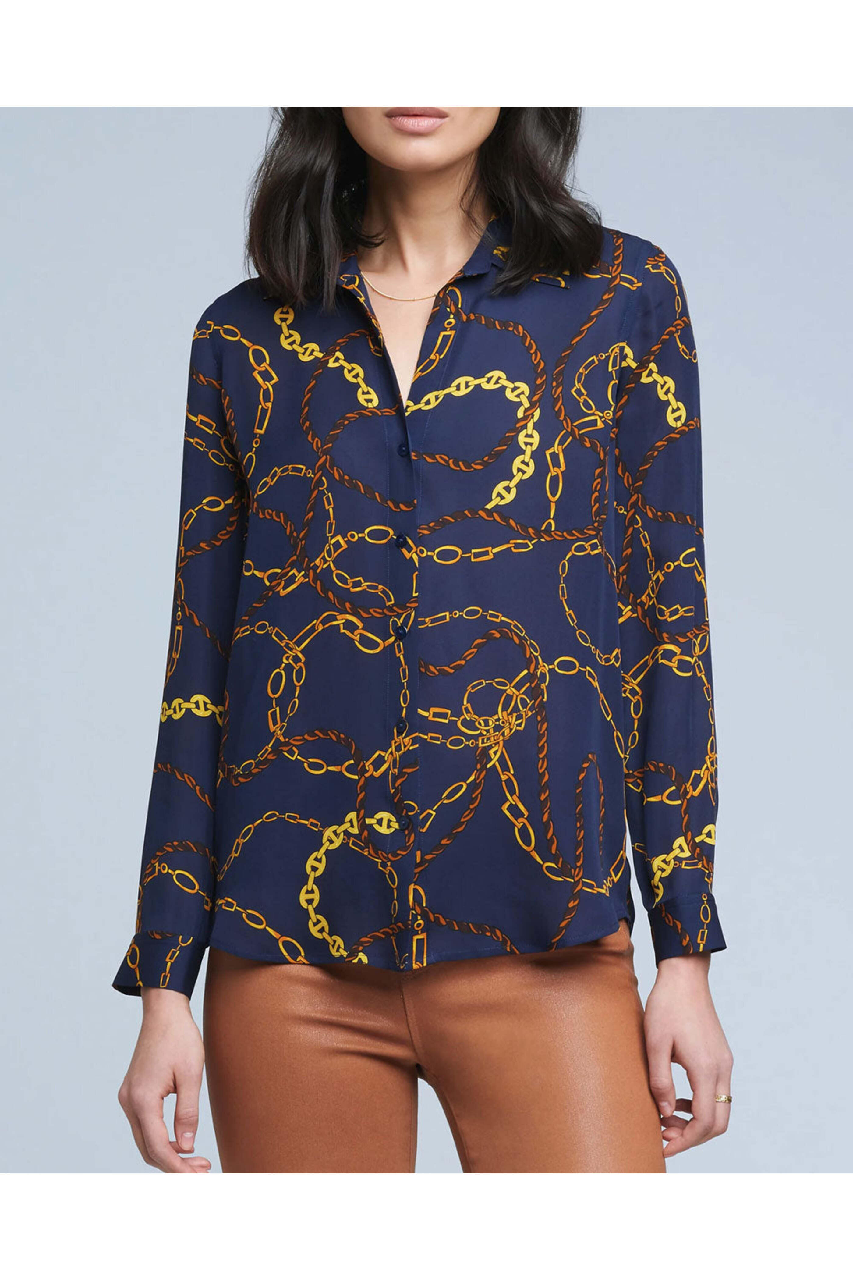 L'Agence - Midnight Lasso Chain Print Nina Blouse