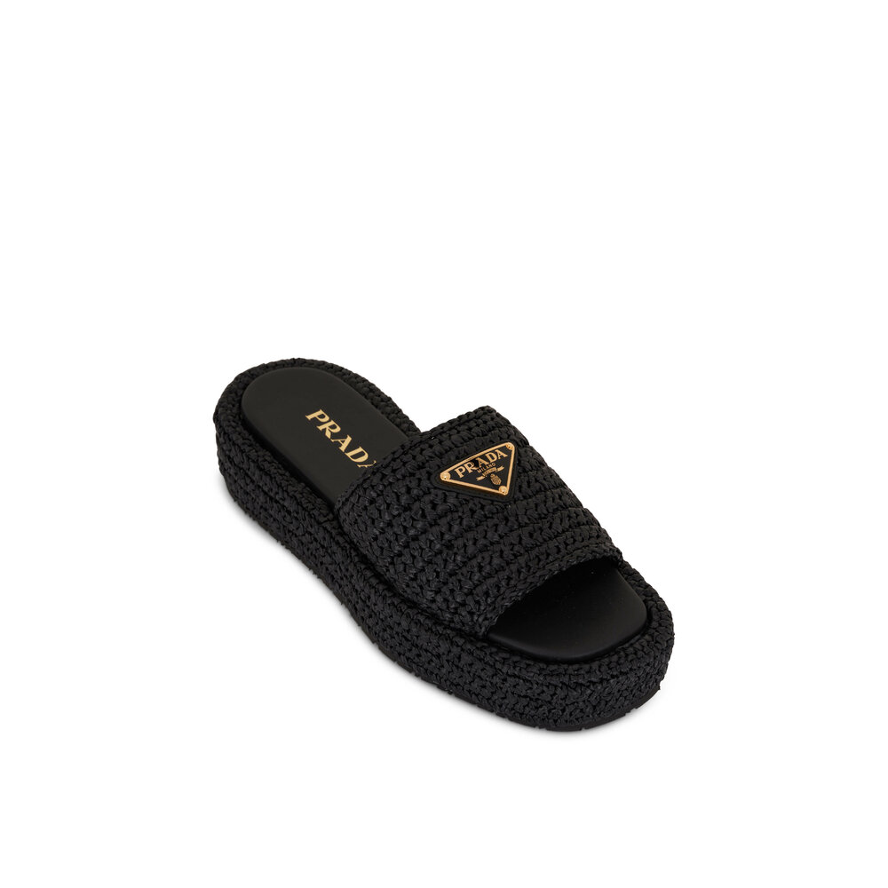 Prada 2025 raffia slides