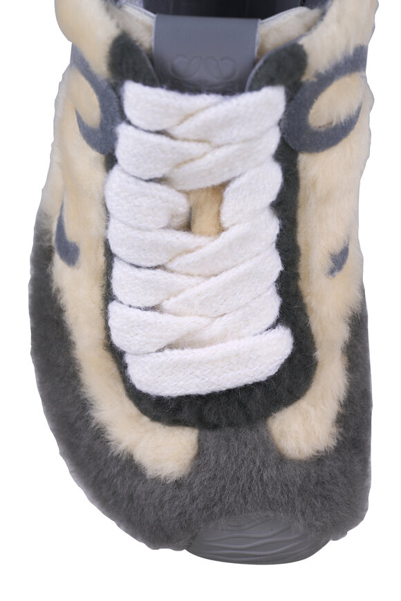 Loewe Ballet Runner 2.0 Gray & Cream Shearling Sneaker - view 6