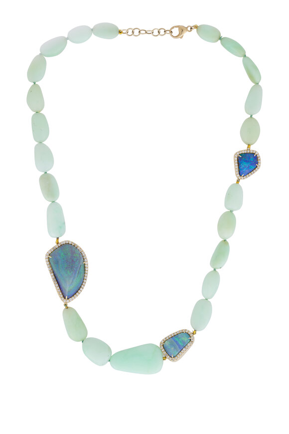 Kimberly McDonald 18k Gold Gilded Green Opal Beaded Necklace
